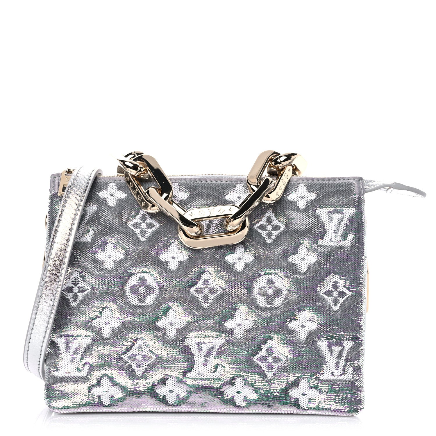 Louis Vuitton Satin Sequin Embroidered Monogram Coussin BB Silver 1 of 10