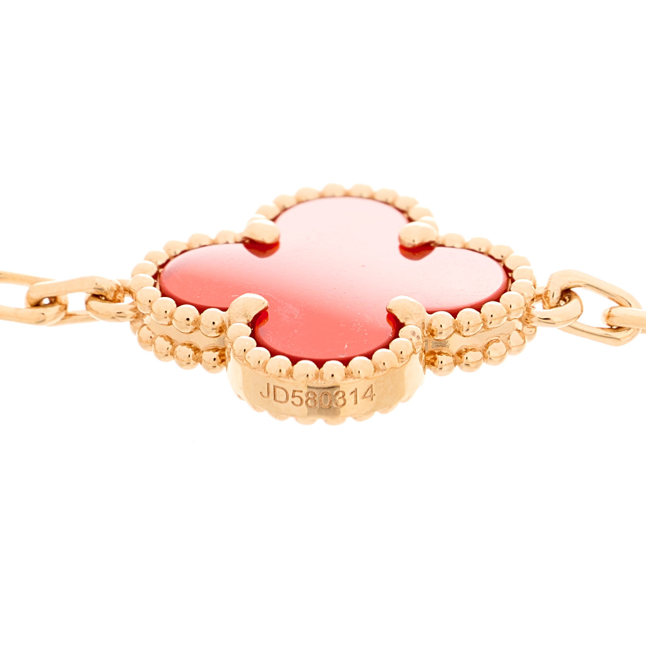 Van Cleef & Arpels 18K Rose Gold Carnelian 5 Motifs Guilloche Vintage Alhambra Bracelet 4 of 5