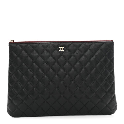 Caviar Quilted Large Cosmetic Case Black