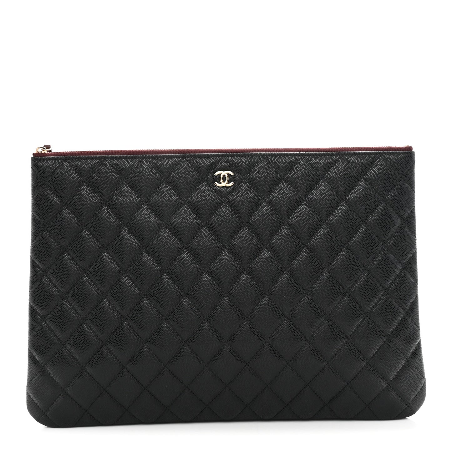 Caviar Quilted Large Cosmetic Case Black
