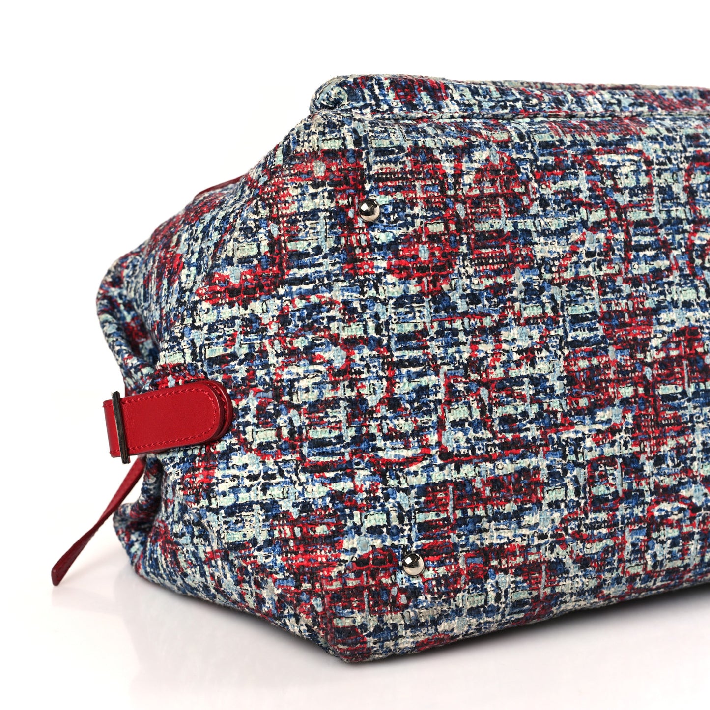 Tweed Lambskin Large Bowler Red