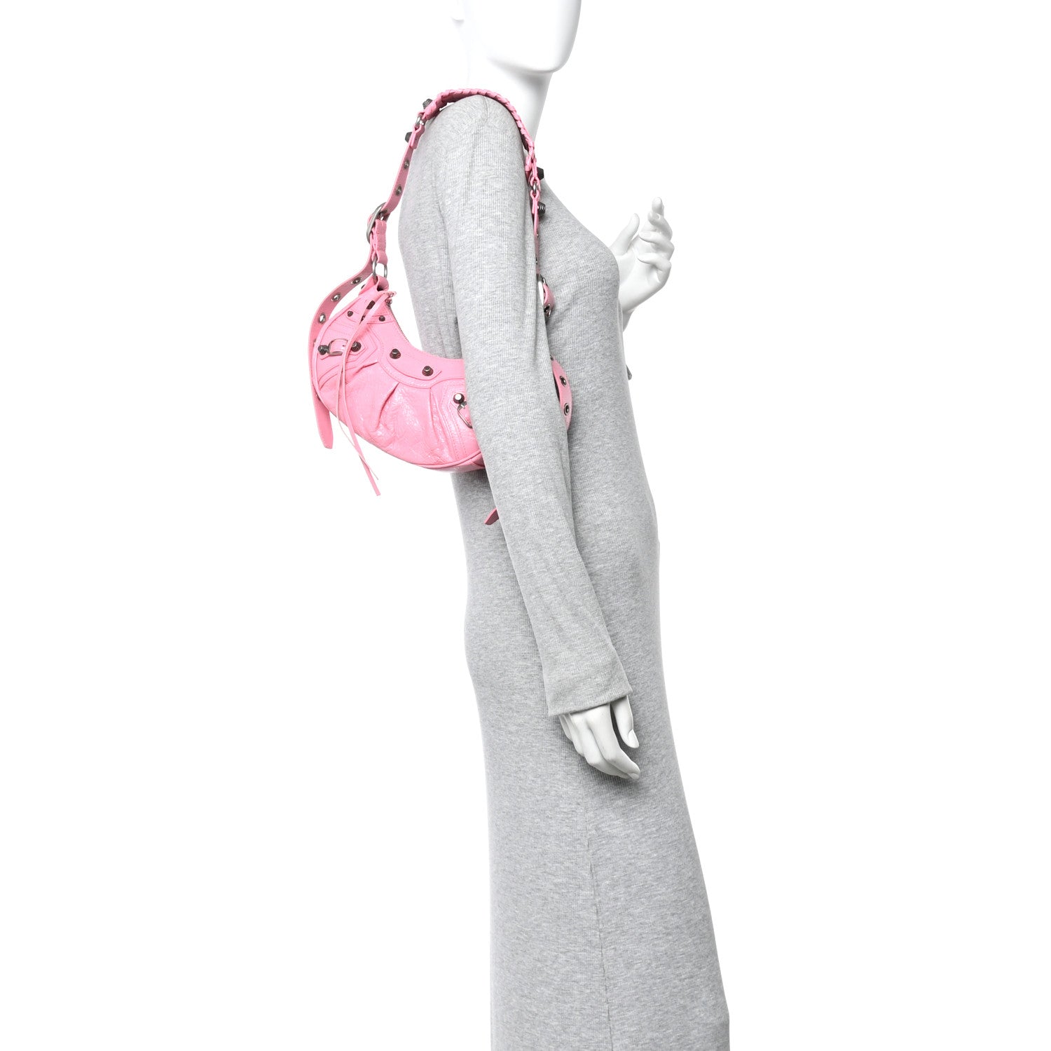 Balenciaga Agneau Arena Le Cagole Shoulder Bag XS Candy Pink