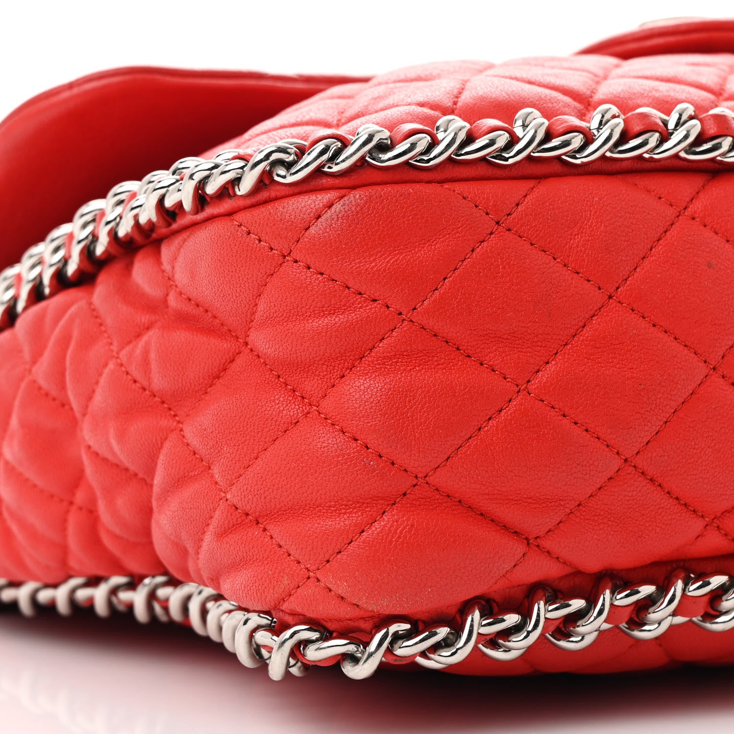Chanel Washed Lambskin Quilted Maxi Chain Around Flap Red 9 of 11