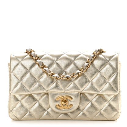 Chanel Metallic Lambskin Quilted Mini Rectangular Flap Gold 1 of 10