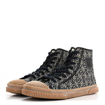 Loewe Jacquard Anagram Calfskin High Top Sneakers 41 Navy 4 of 10