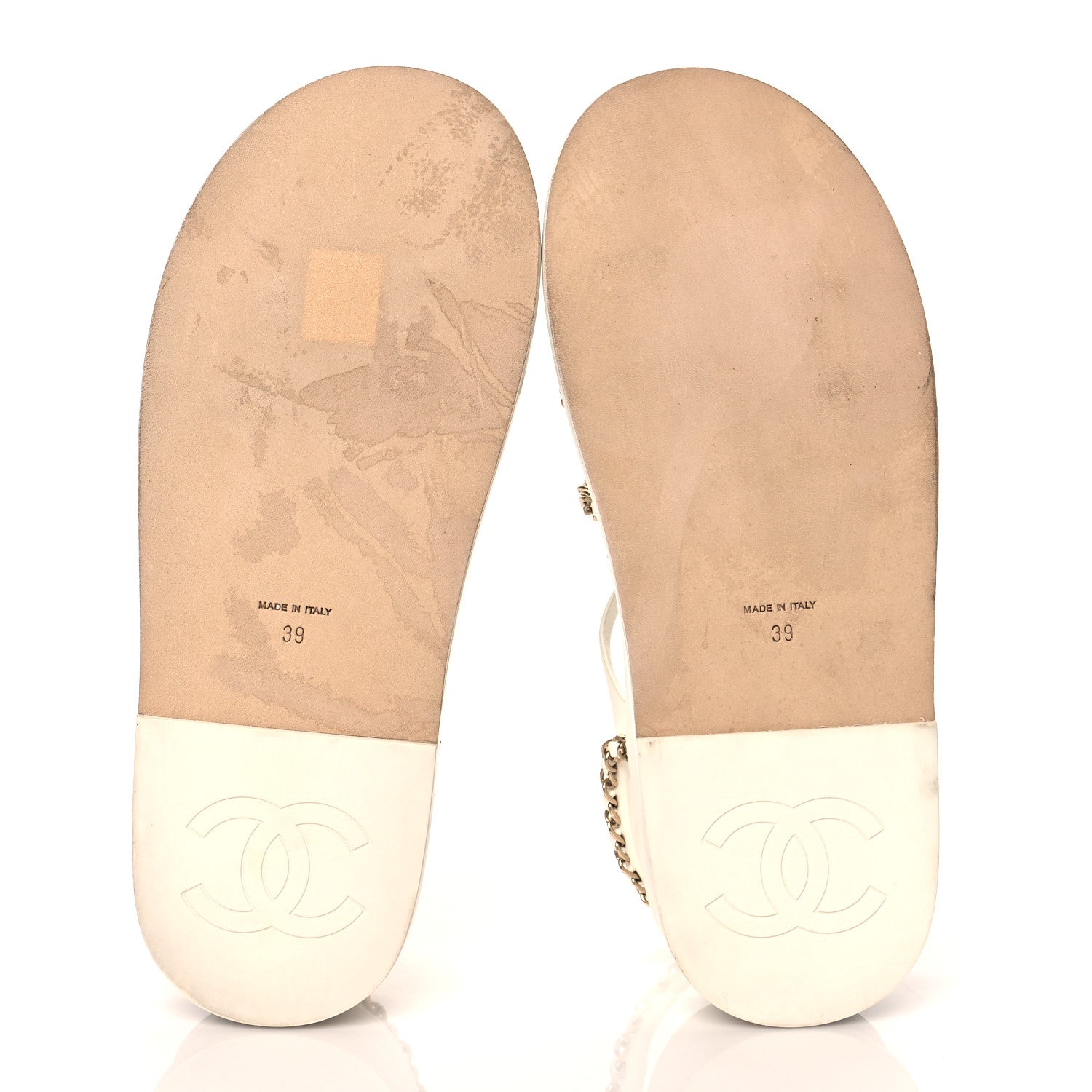 Chanel Calfskin Chain Platform Sandals 39 White 5 of 11