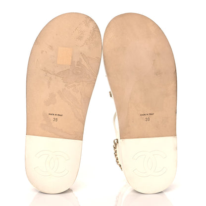 Chanel Calfskin Chain Platform Sandals 39 White 5 of 11