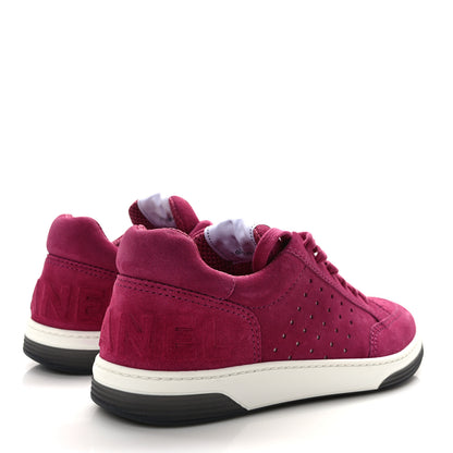 Chanel Suede Calfskin Logo Sneakers 39 Dark Pink 4 of 10