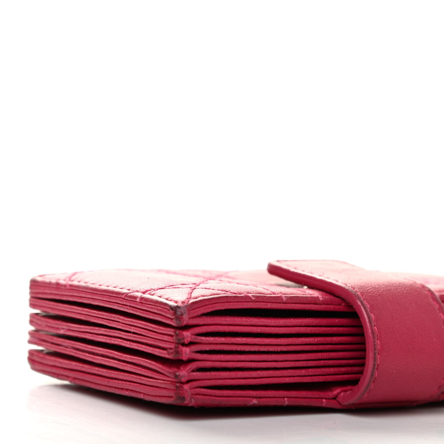 Lambskin Cannage Lady Dior 5-Gusset Card Holder Fuchsia