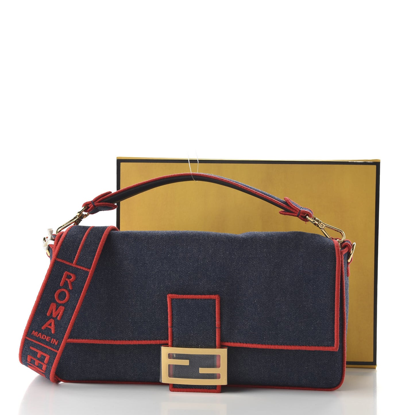Denim Large Baguette Blue Rosso