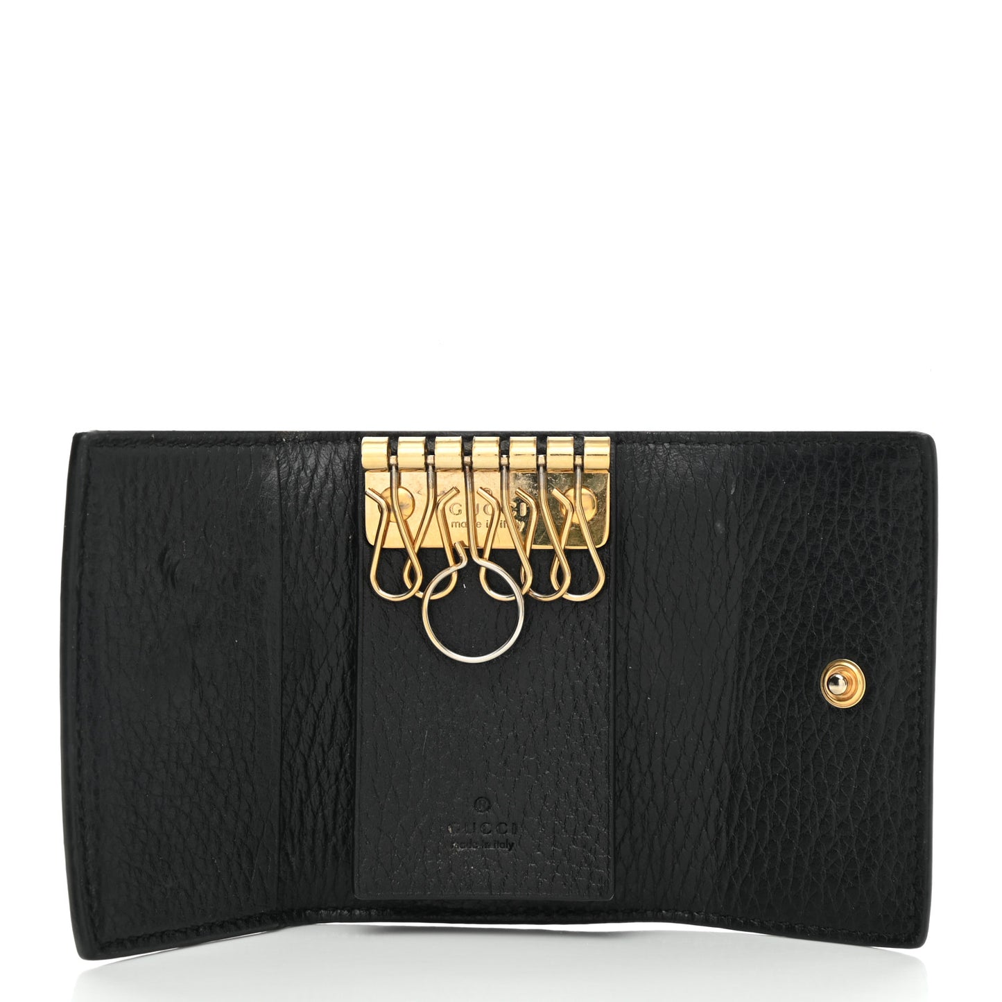 Dollar Calfskin GG Supreme Monogram GG Marmont 6 Key Holder Case Black Beige Ebony