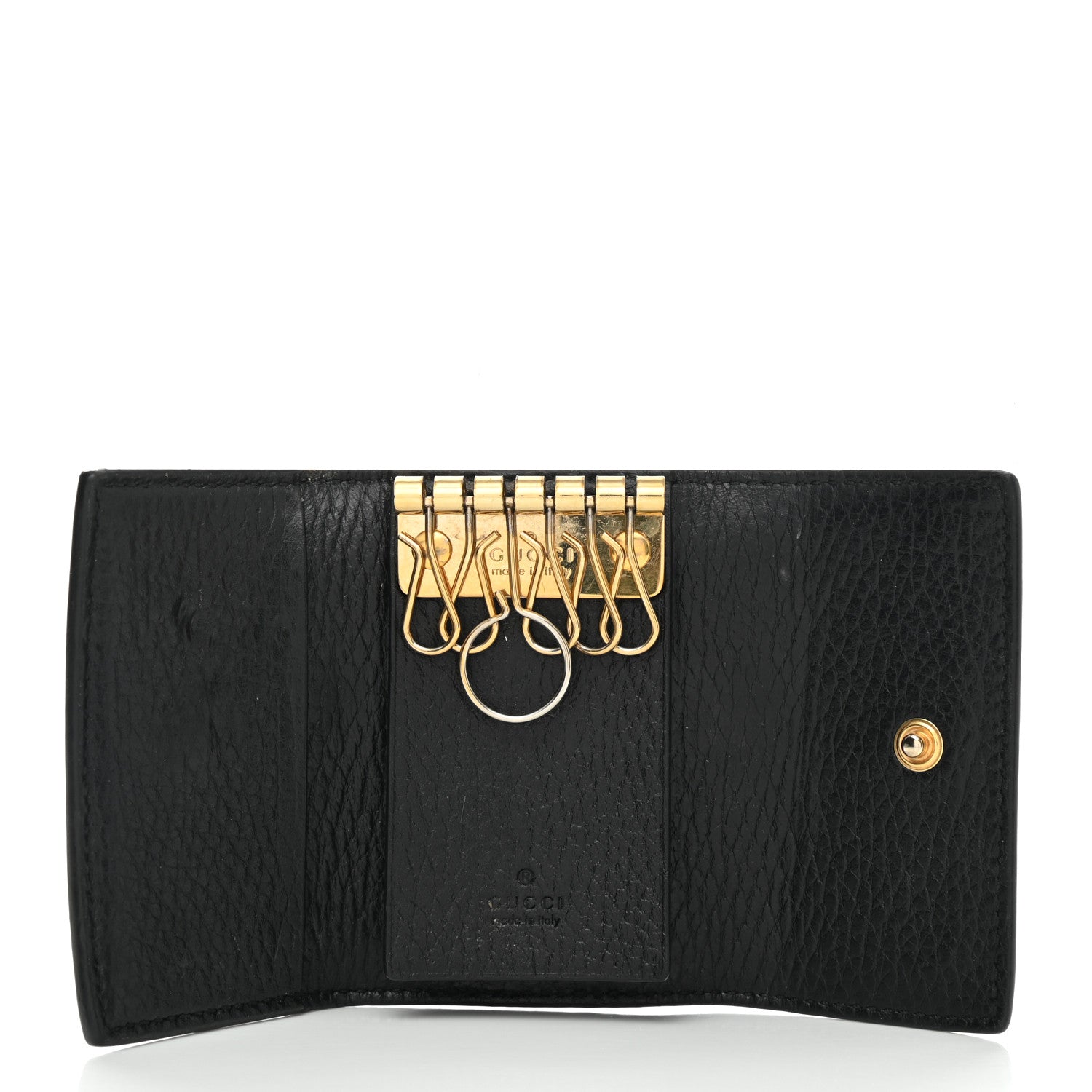Gucci Dollar Calfskin GG Supreme Monogram GG Marmont 6 Key Holder Case Black Beige Ebony 5 of 8