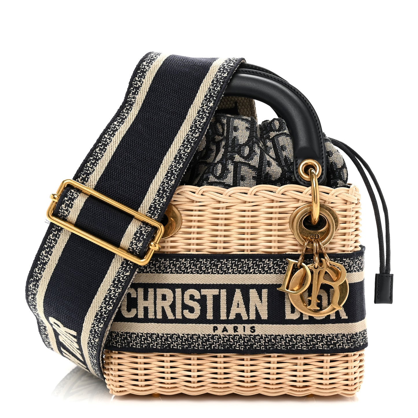 Wicker Oblique Mini Lady Dior Bag Blue