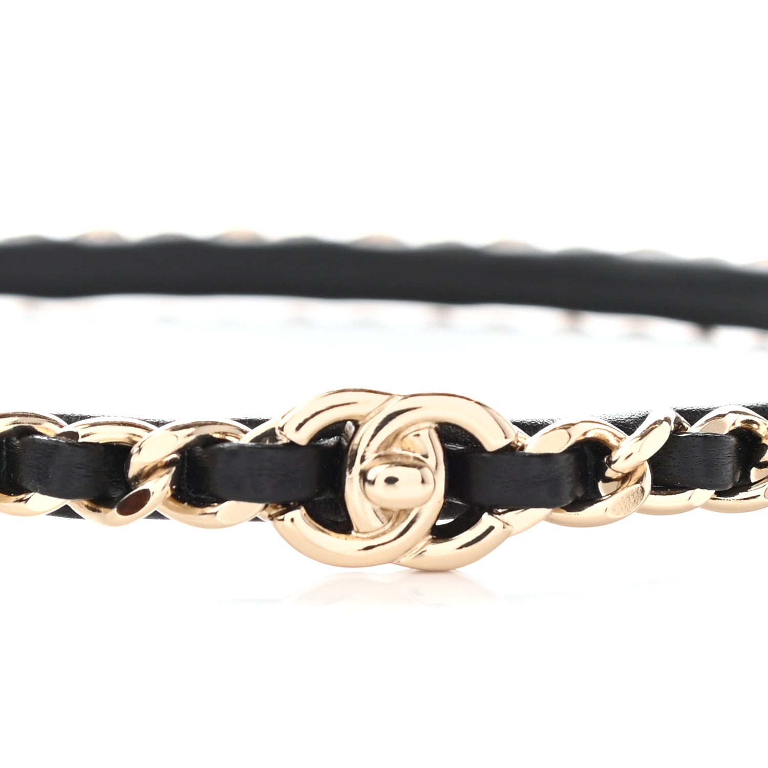 Chanel Metal Lambskin CC Turnlock Chain Headband Gold Black 5 of 5