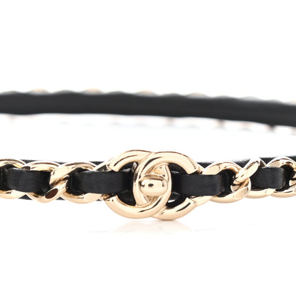 Chanel Metal Lambskin CC Turnlock Chain Headband Gold Black 5 of 5