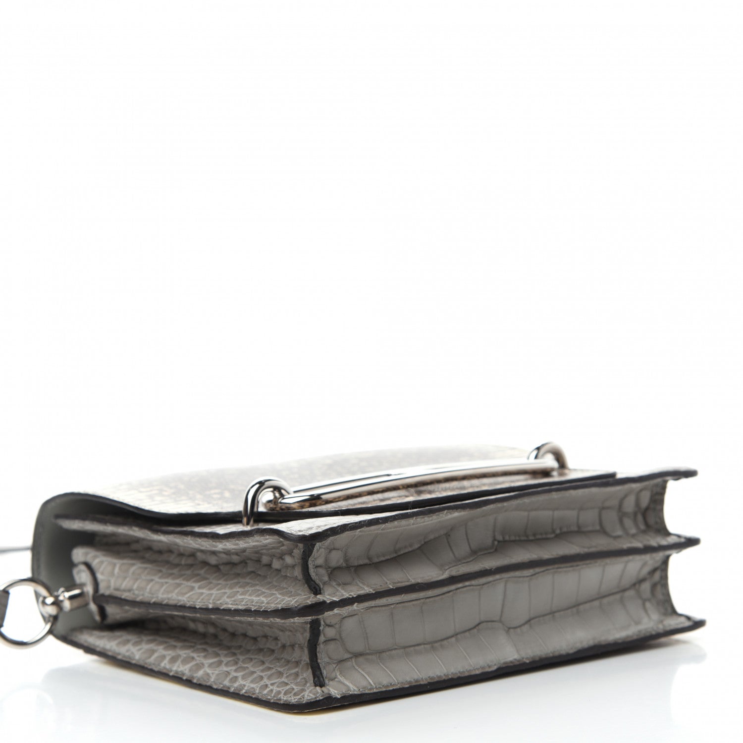 Hermes Matte Alligator Lizard Mini Sac Roulis Ombre Gris Perle 4 of 16