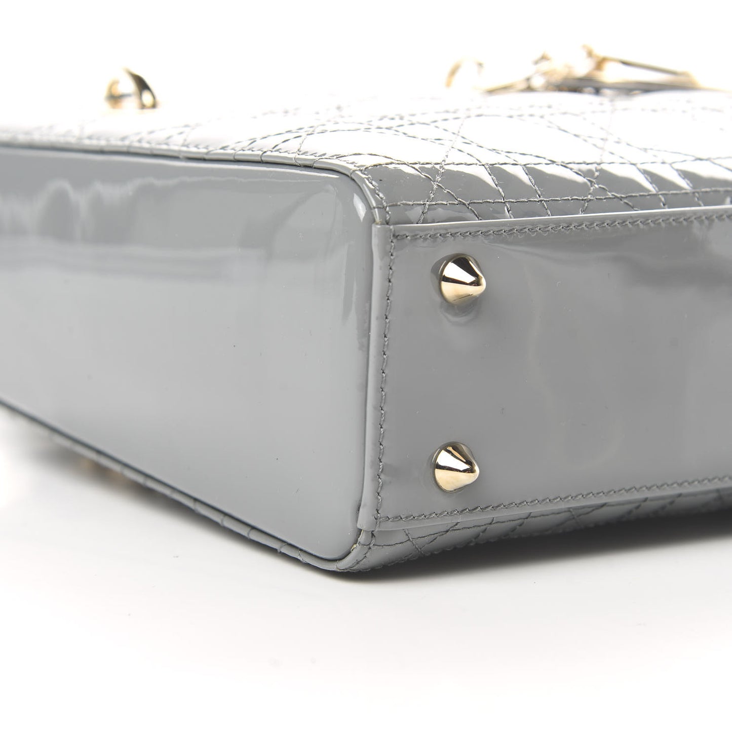 Patent Cannage Small Lady Dior Grey