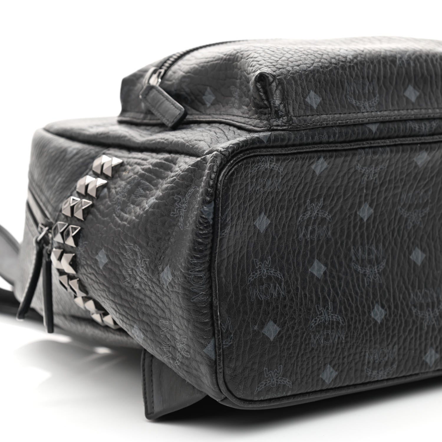 MCM Visetos Medium Side Studs Stark Backpack Black 12 of 15