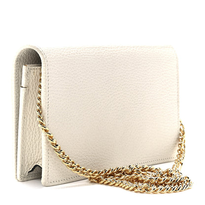 Gucci Dollar Calfskin Mini GG Marmont Chain Wallet Mystic White 3 of 12