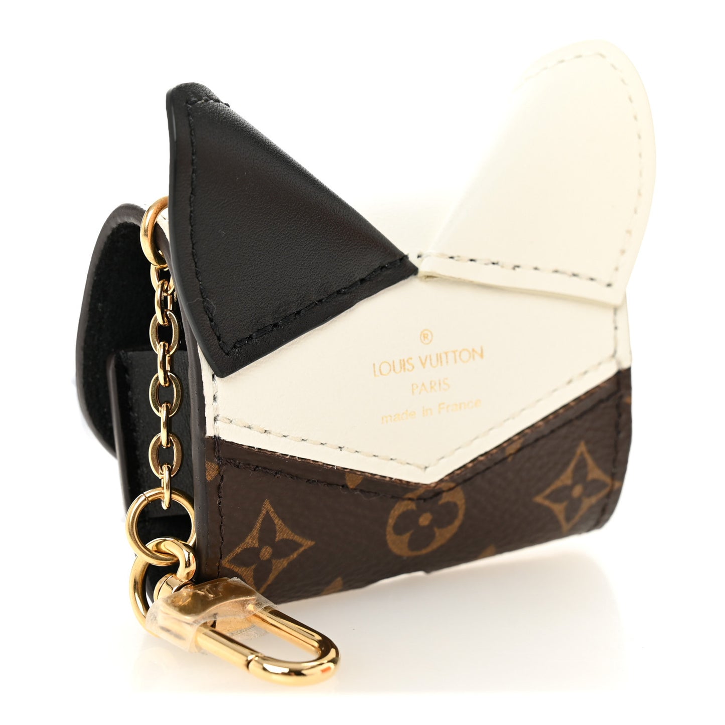 Monogram Cat Earpods Case Black White