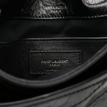 Saint Laurent Crinkled Lambskin Matelasse Monogram Baby Niki Chain Satchel Black 8 of 13