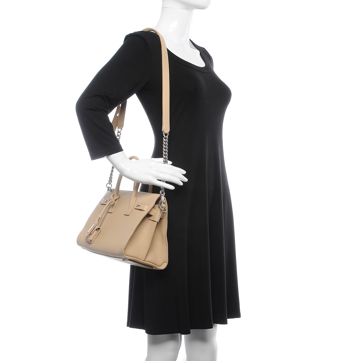 Grained Calfskin Baby Sac De Jour Souple Dark Beige