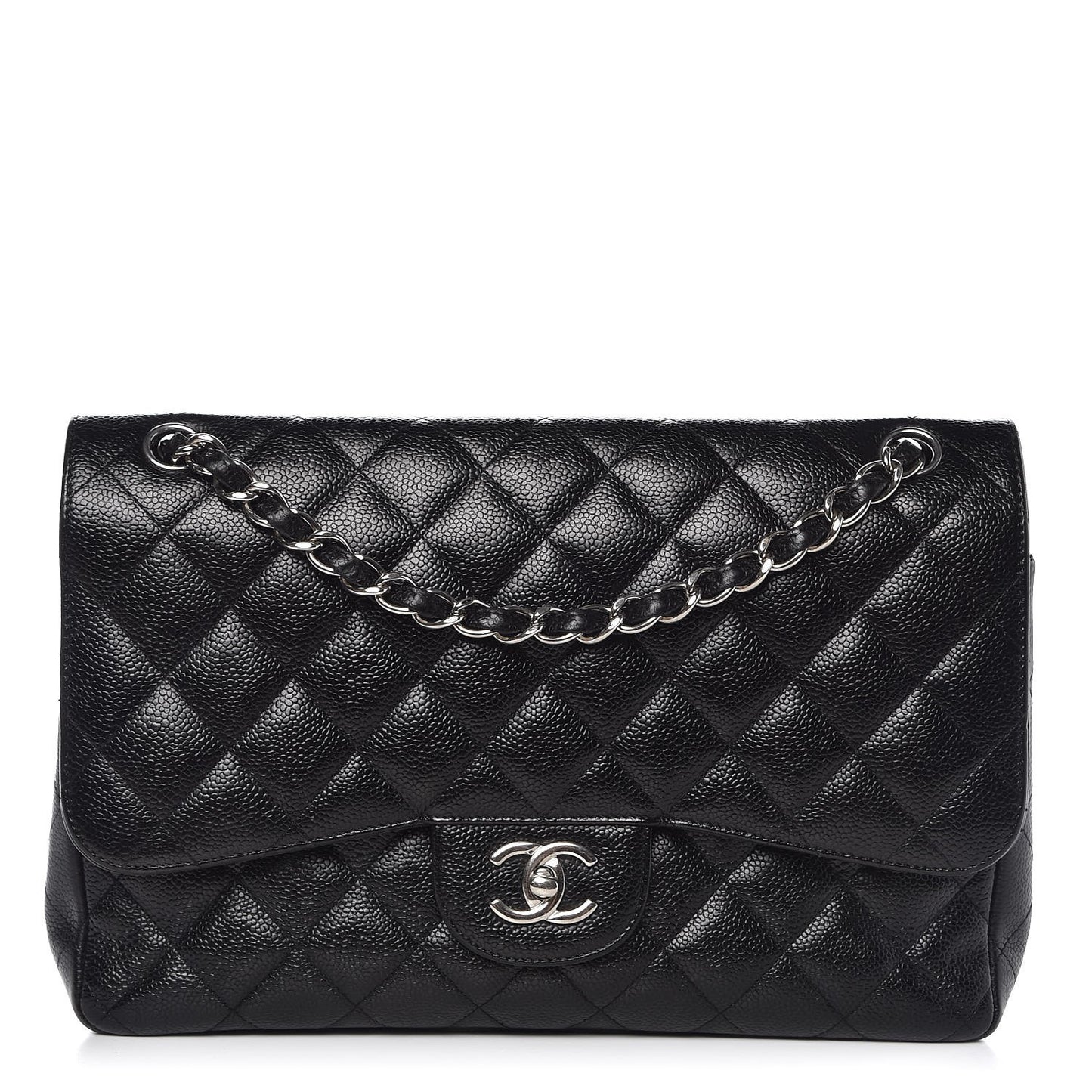 Caviar Quilted Jumbo Double Flap Black