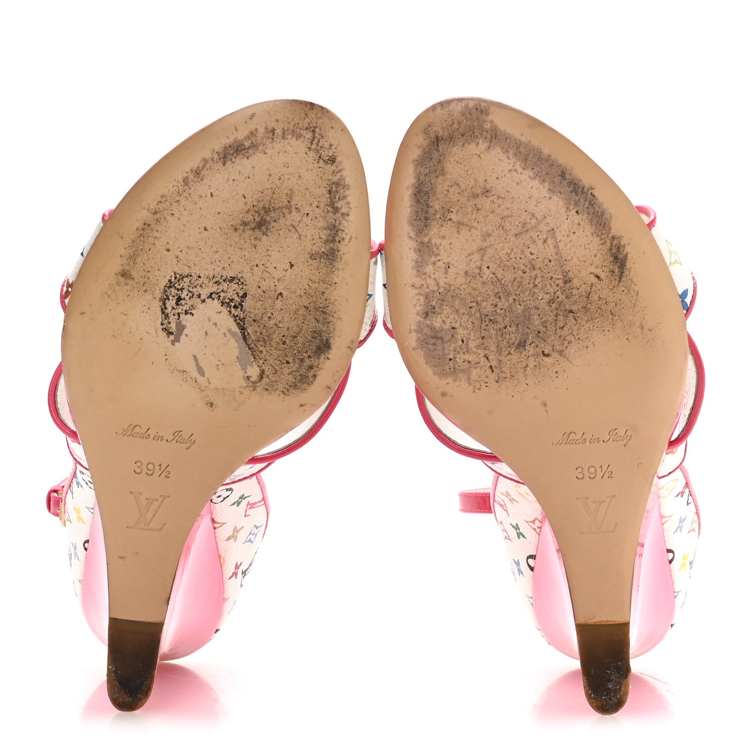 Louis Vuitton Monogram Multicolor Wedge Sandals 39.5 White Pink 6 of 9