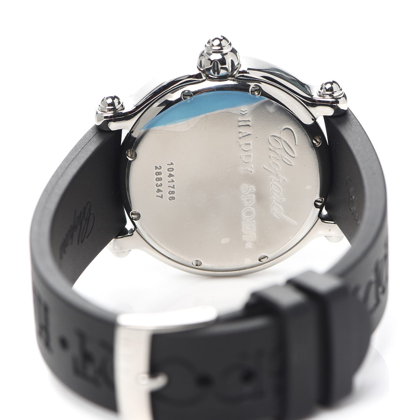 Stainless Steel Rubber Diamond 38mm Happy Sport Fish Quartz Watch Black