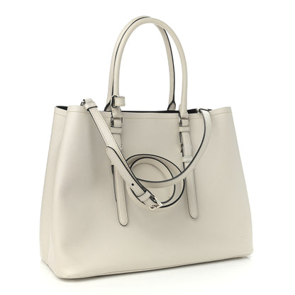 Prada Saffiano Cuir Medium Double Handle Tote Talco Black 3 of 13