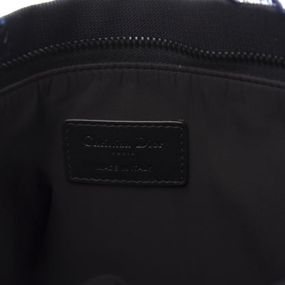 Christian Dior Canvas Embroidered Camouflage Medium Diordouble Zip Pouch Blue 6 of 6