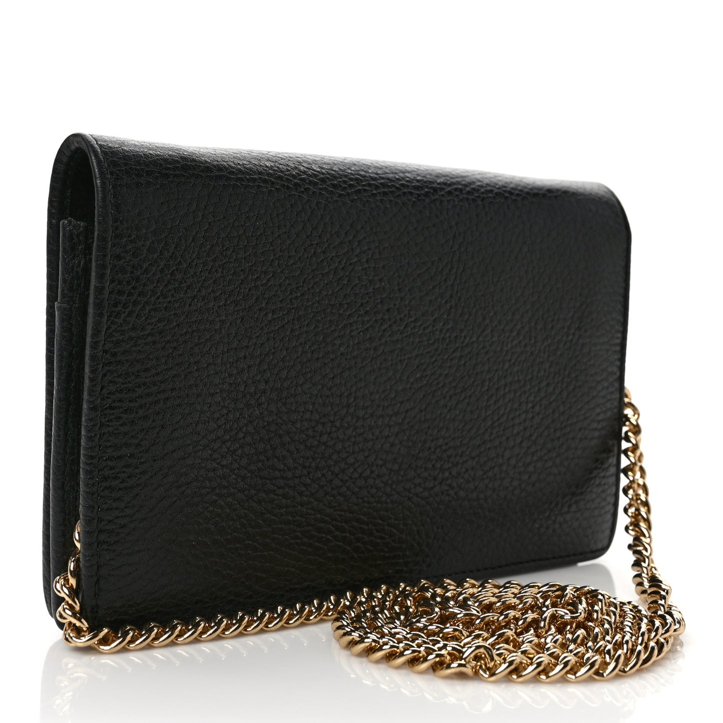 Calfskin Mini GG Marmont Chain Wallet Black