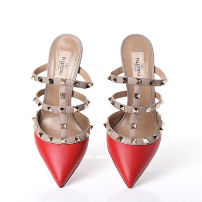 Valentino Garavani Calfskin Nappa Rockstud 90mm Cage Mules 37 Rouge Pur Poudre 4 of 10