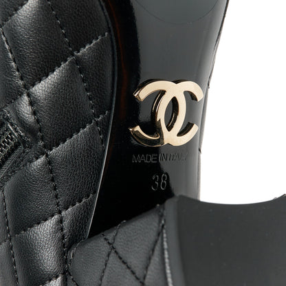 Chanel Lambskin Quilted Patent Cap Toe CC Booties 38 Black 7 of 10