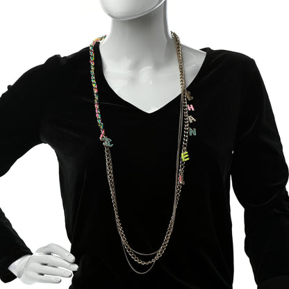 Chanel Crystal Enamel Pearl CC Logo Chain Long Necklace Gold Multicolor 2 of 6