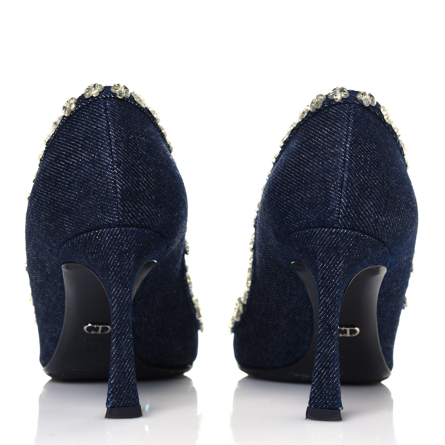 Christian Dior Denim Crystal Garland Pumps 36 Blue Fonce 6 of 10