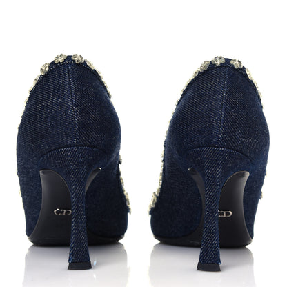 Christian Dior Denim Crystal Garland Pumps 36 Blue Fonce 6 of 10
