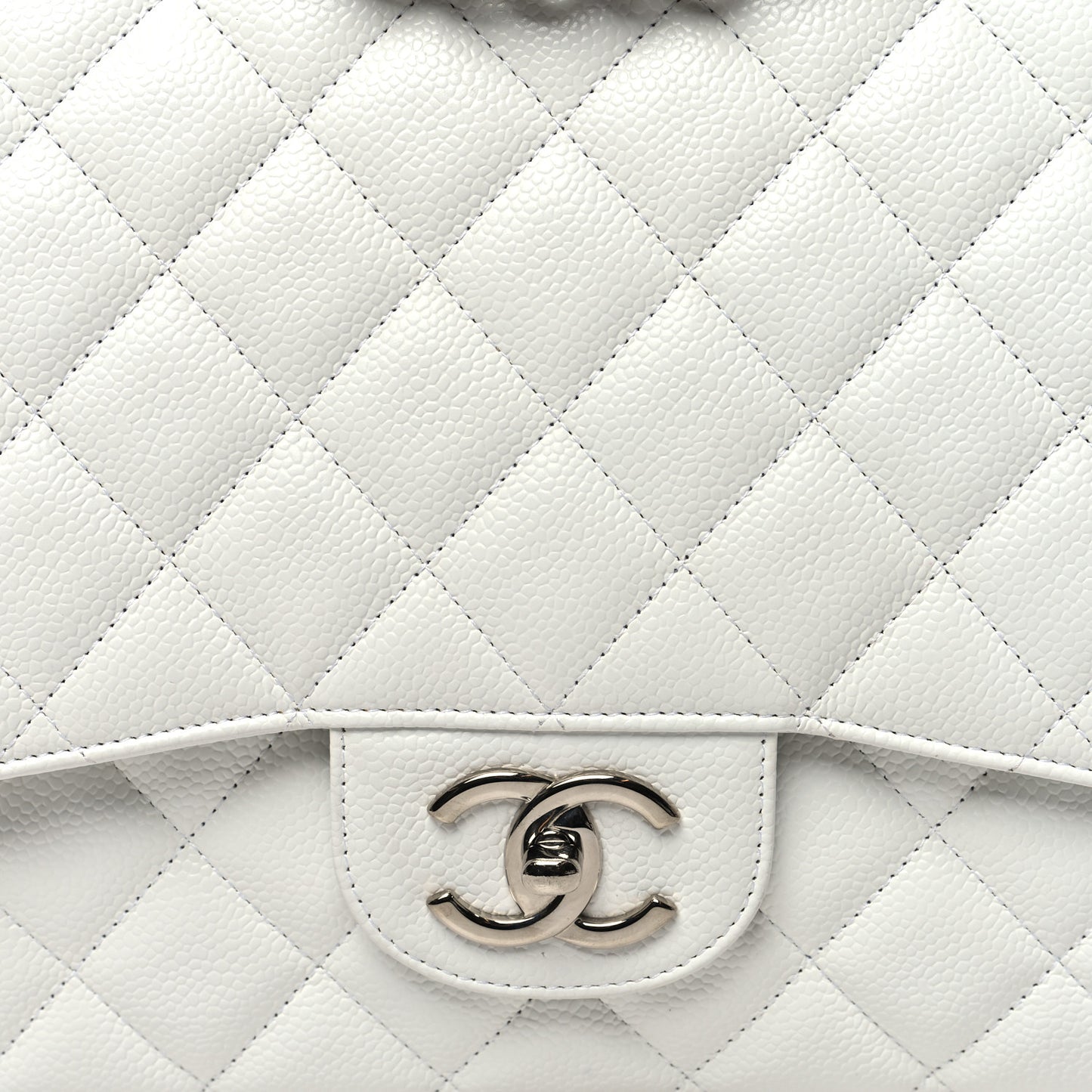Caviar Quilted Maxi Double Flap White