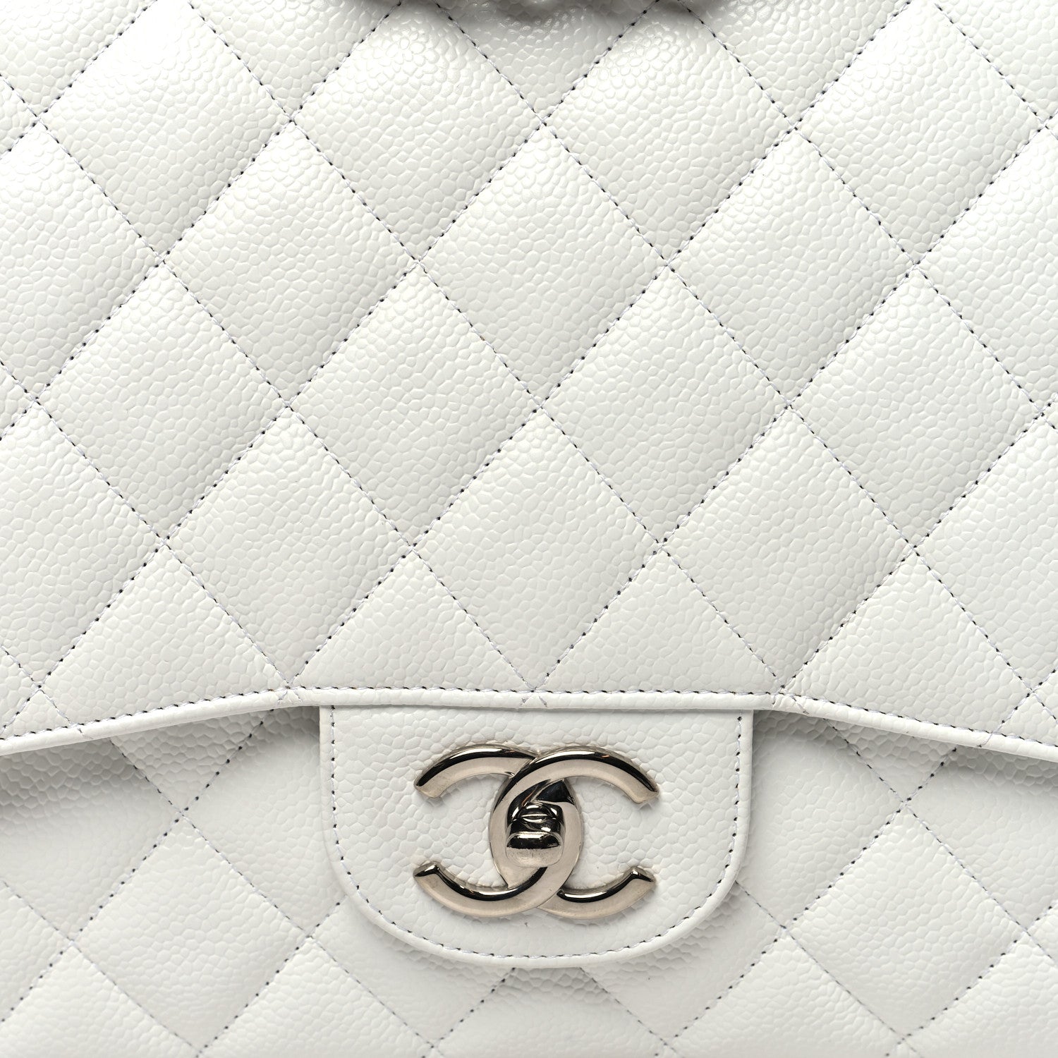 Chanel Caviar Quilted Maxi Double Flap White 8 of 11