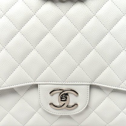 Chanel Caviar Quilted Maxi Double Flap White 8 of 11