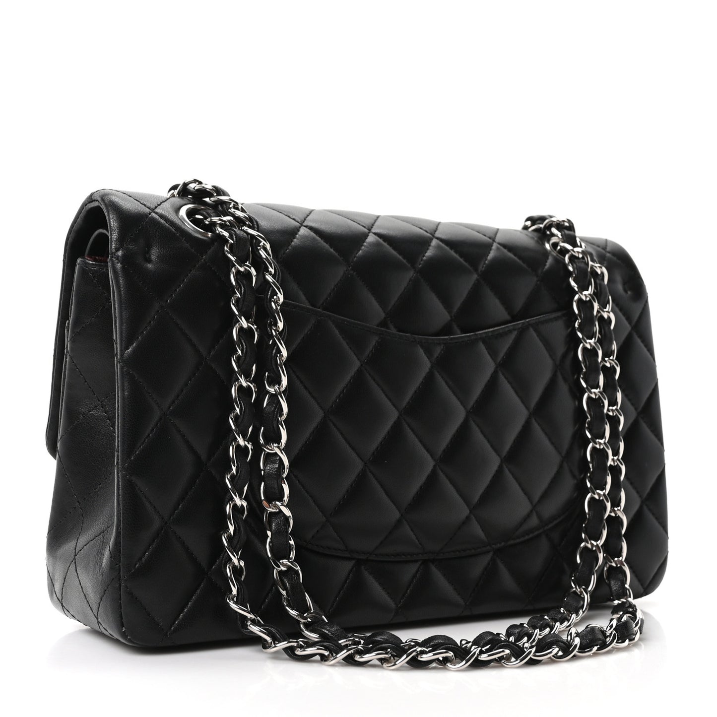 Lambskin Quilted Medium Double Flap Black