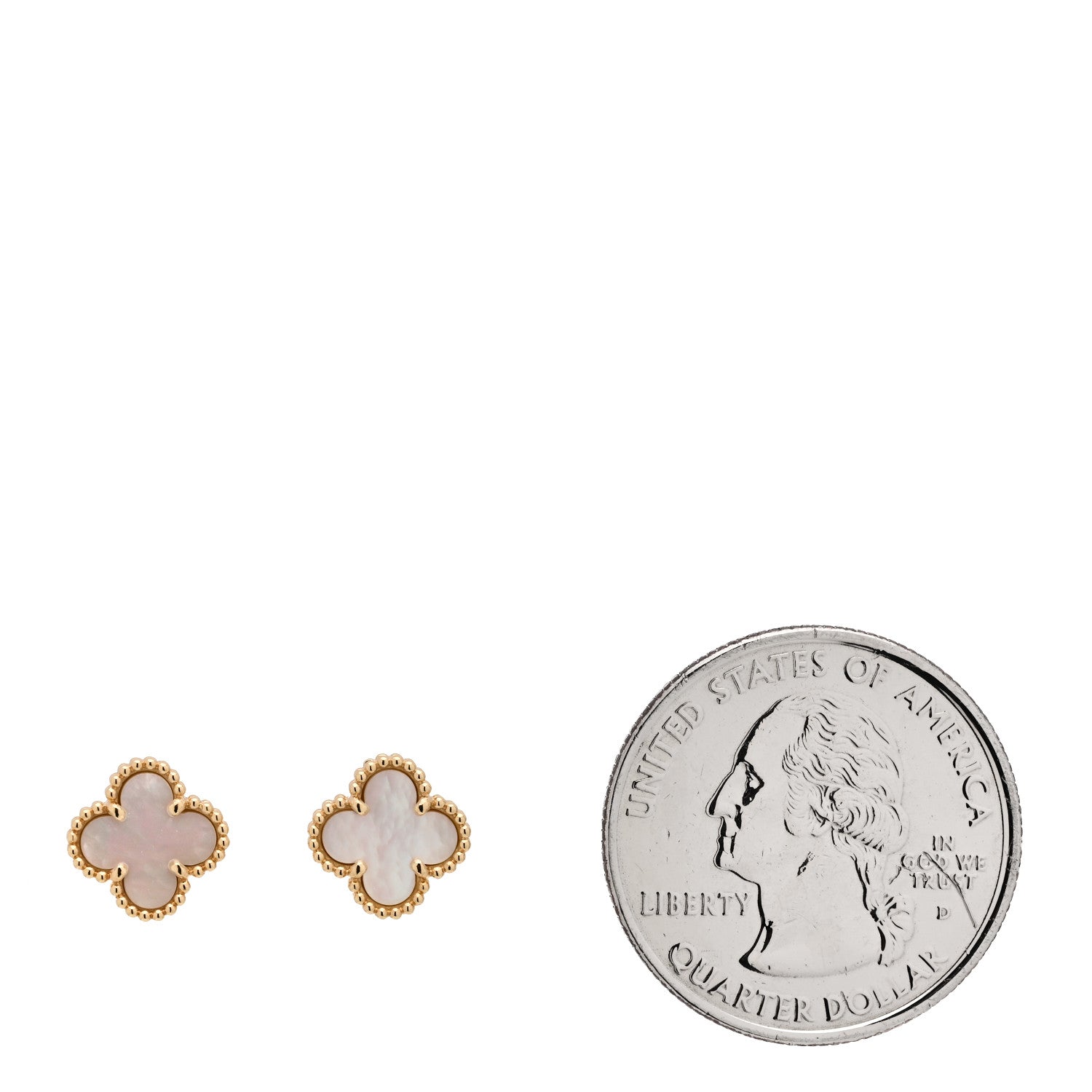 Van Cleef & Arpels 18K Yellow Gold Mother of Pearl Sweet Alhambra Earrings 2 of 5