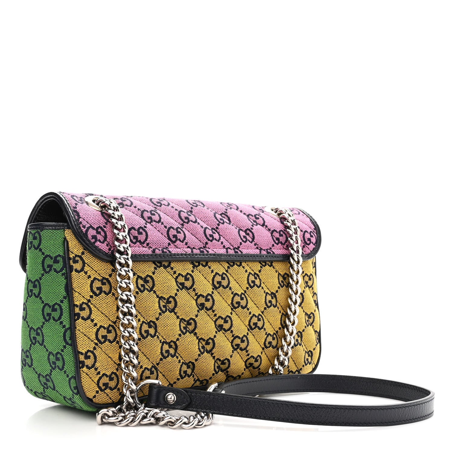 Gucci Monogram Multicolor Matelasse Diagonal Small GG Marmont Shoulder Bag Pink Blue Red Yellow Green 3 of 10