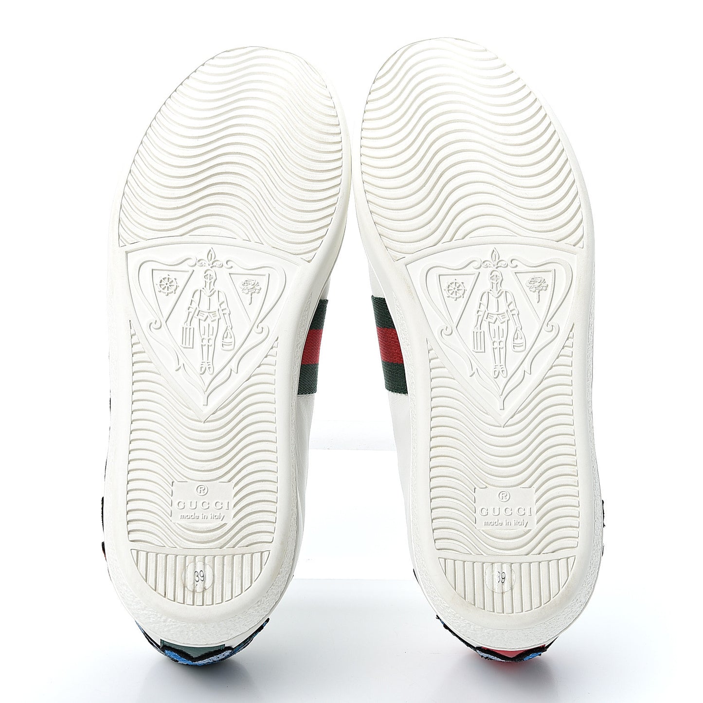 Calfskin Web Floral Embroidered Womens Ace Sneakers 39 White
