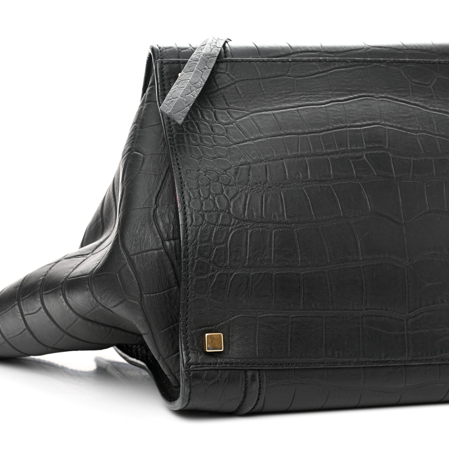 Calfskin Crocodile Embossed Medium Phantom Luggage Black