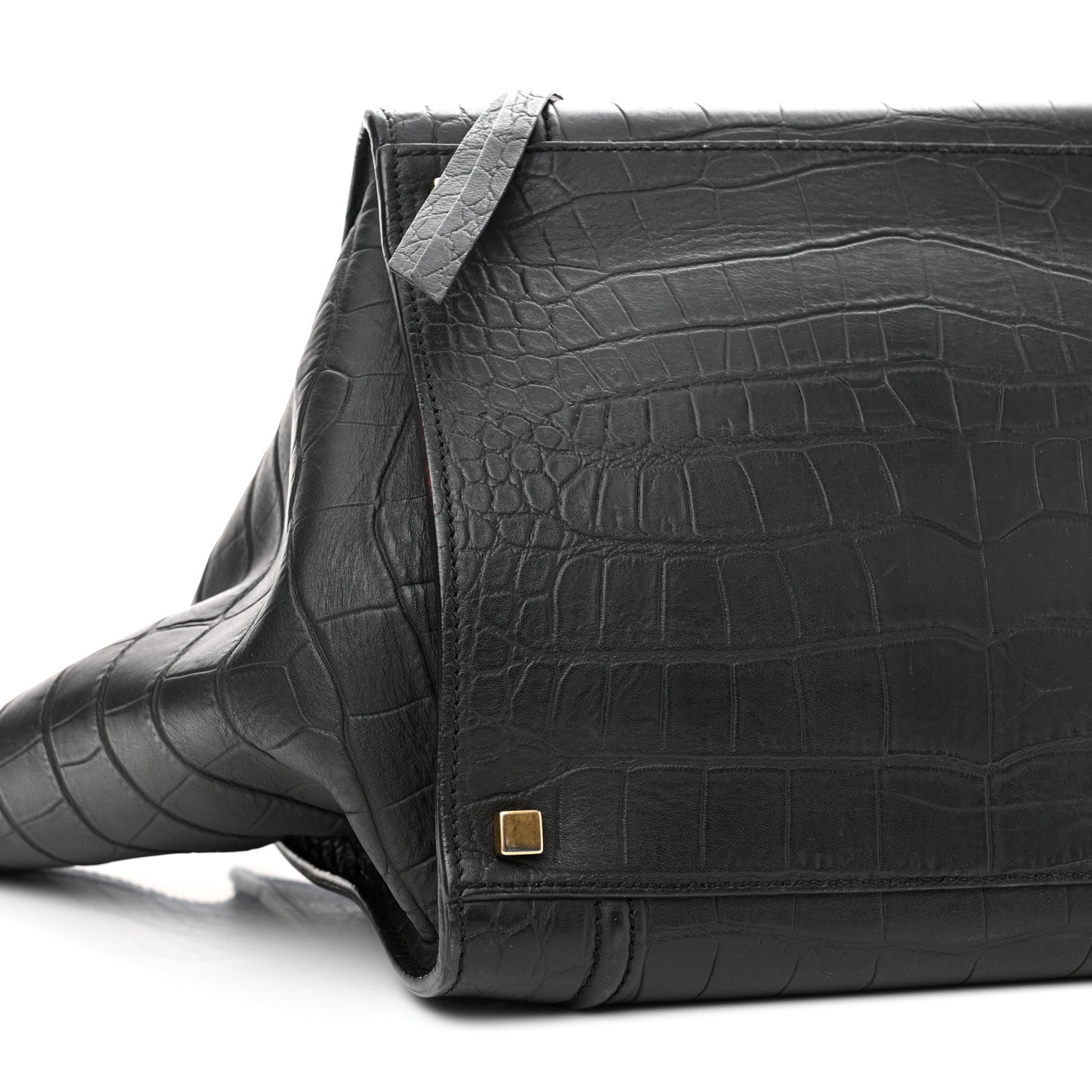 Celine Calfskin Crocodile Embossed Medium Phantom Luggage Black 8 of 17