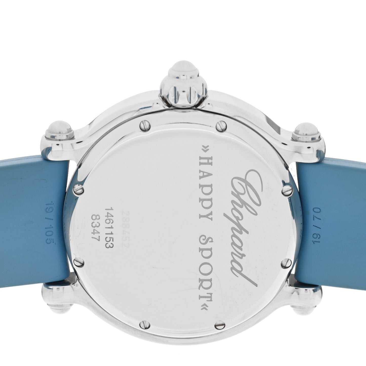 Stainless Steel Rubber Diamond Sapphire 38mm Happy Sport Butterfly Quartz Watch Blue