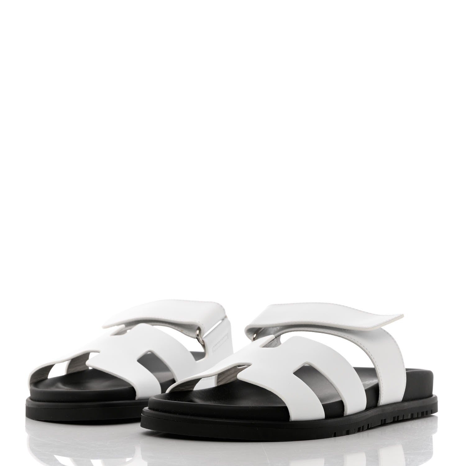 Hermes Calfskin Womens Chypre Sandals 37 White 3 of 10