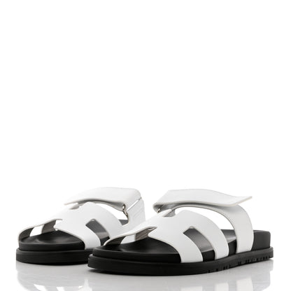 Hermes Calfskin Womens Chypre Sandals 37 White 3 of 10