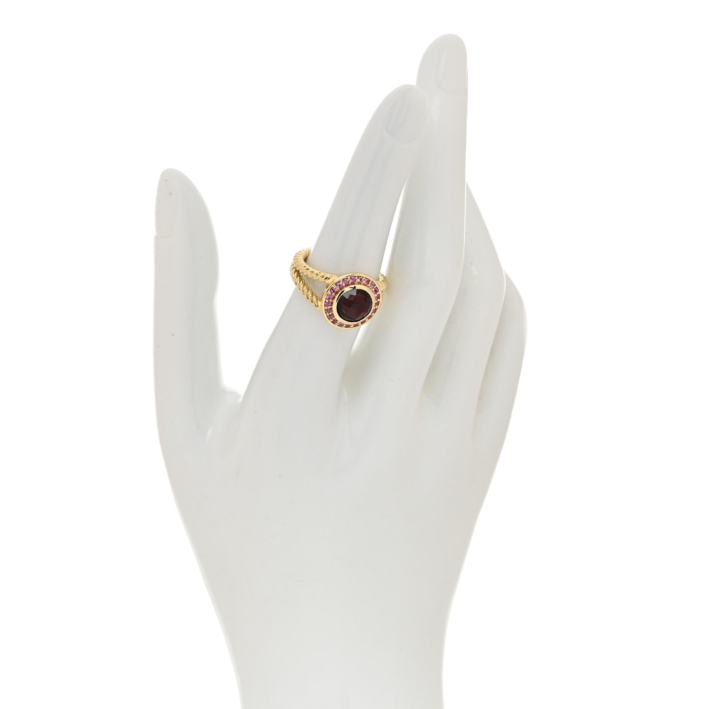 18K Yellow Gold Garnet Pink Sapphire 8mm Petite Cerise Ring 52 6